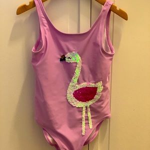 Swimsuit with glitter flamingo
